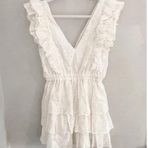 Anthropologie Love the Label white tiered dress size MED
